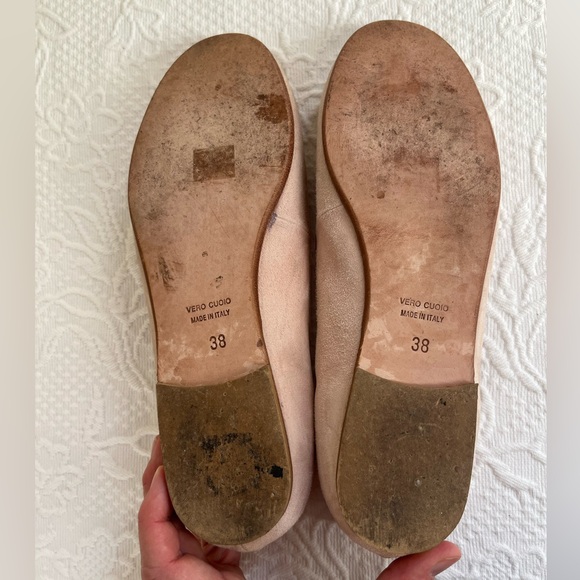 Paolo Bentini flat ballerina shoes pink tassels blush suede made in Italy 38 - Picture 9 of 10